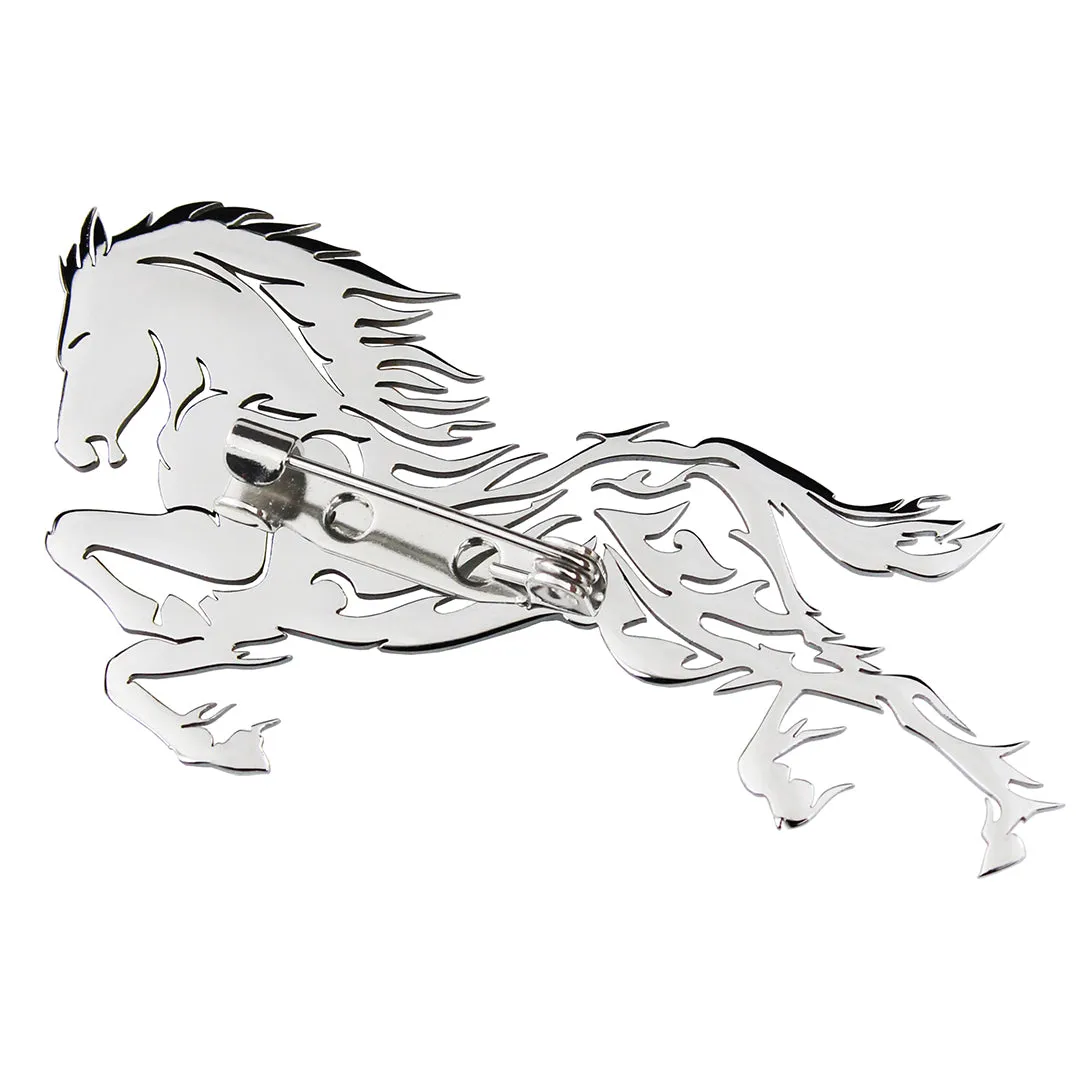 Peluche Horsepower Silver Stainless Steel Lapel Pin for Men