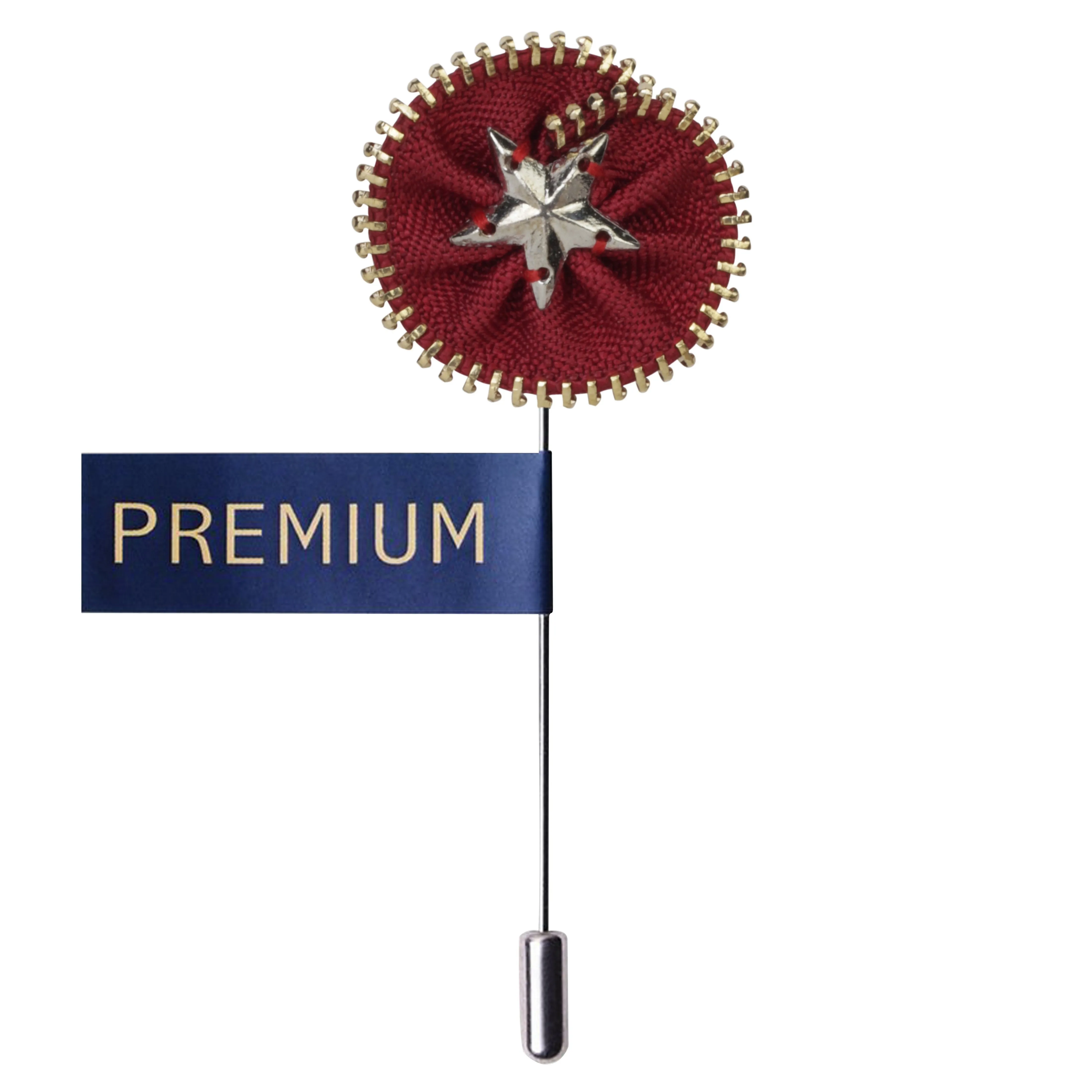 Peluche Shining Star Maroon and Silver and Golden Colored Brooch for Men