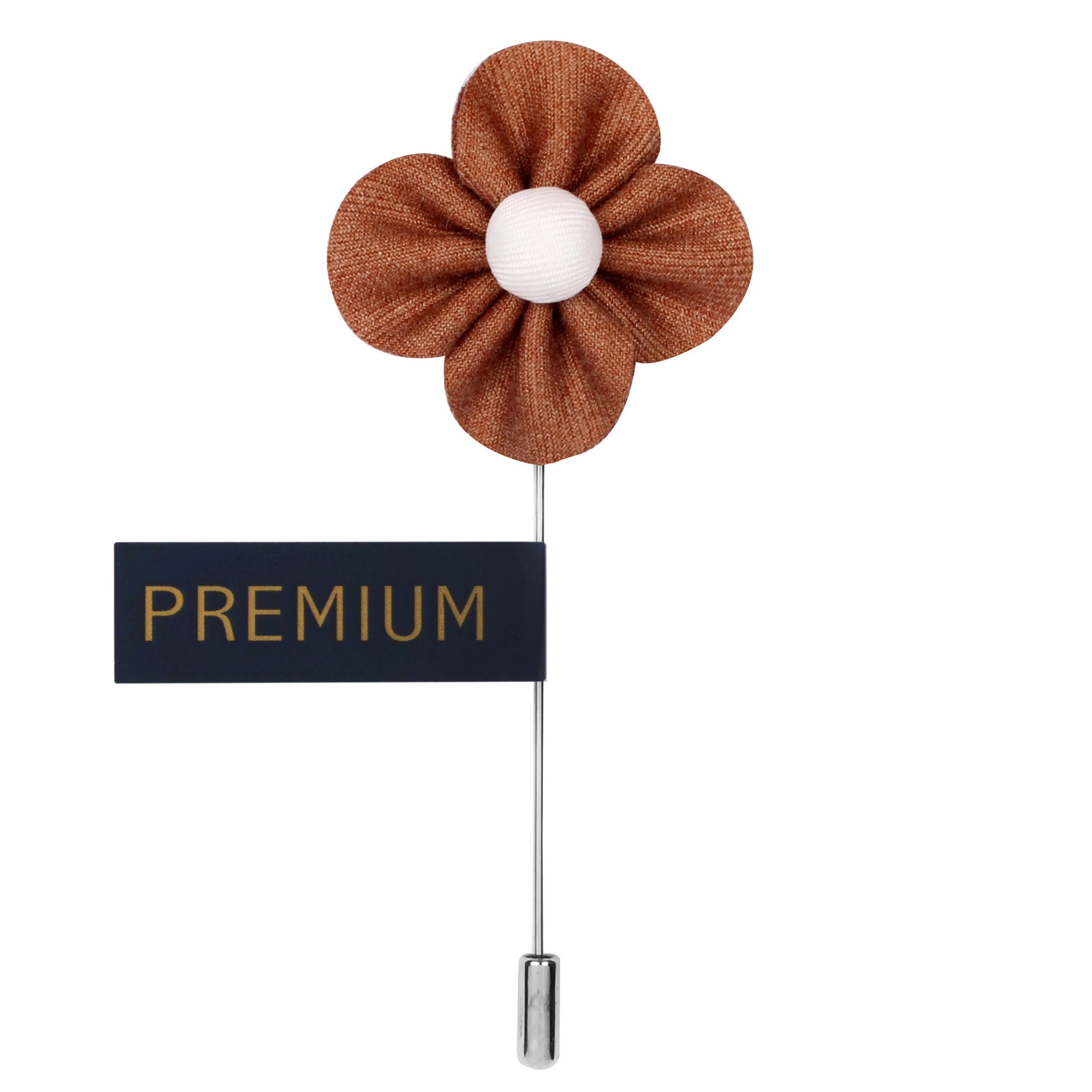 Peluche The Four Petal Flower Brown Brooch Lapel Pin