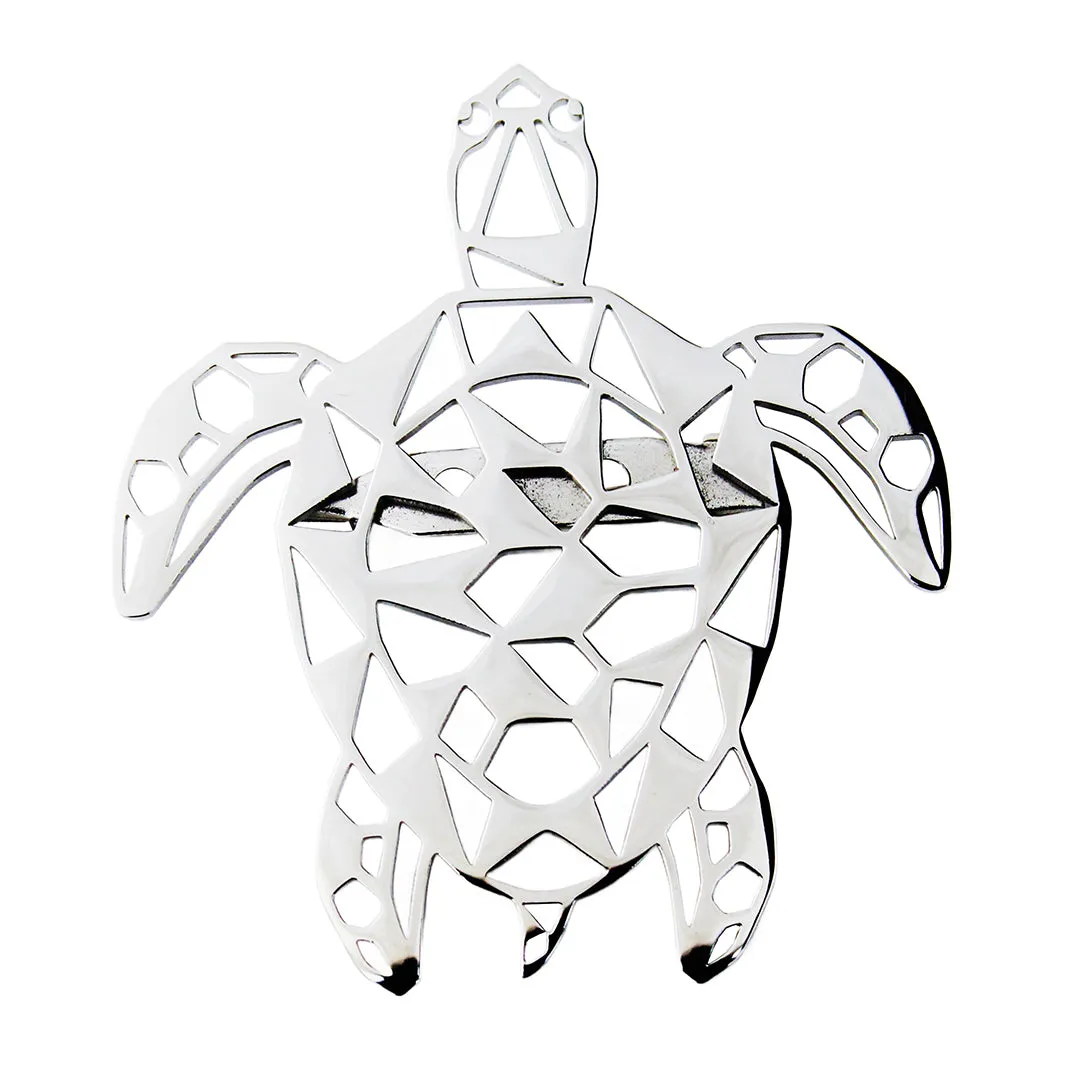 Peluche Turtle Tranquility Silver Stainless Steel Lapel Pin for Men