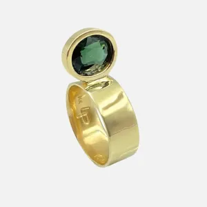 Perched Setting Ring with Green Tourmaline