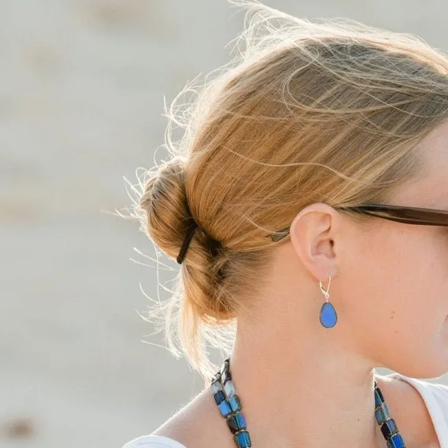 Periwinkle Glass Beaded Teardrop Earrings