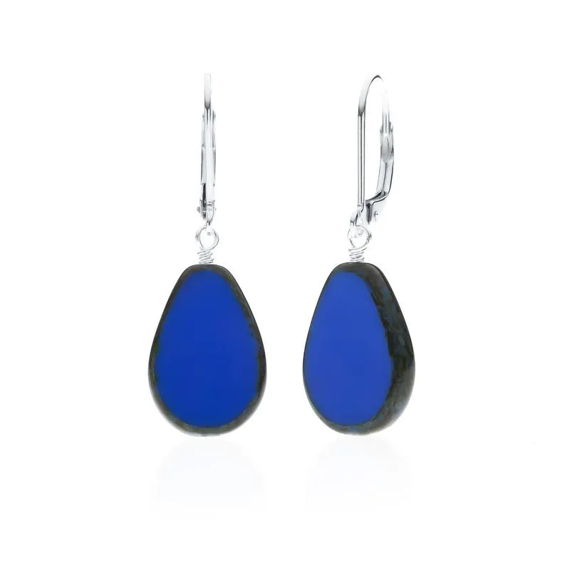 Periwinkle Glass Beaded Teardrop Earrings