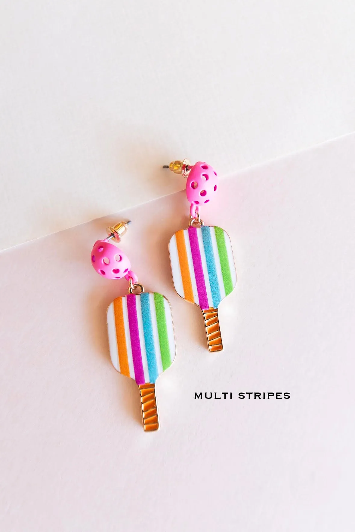 Pickleball Earrings | Paddle and Ball Earrings | Stripes