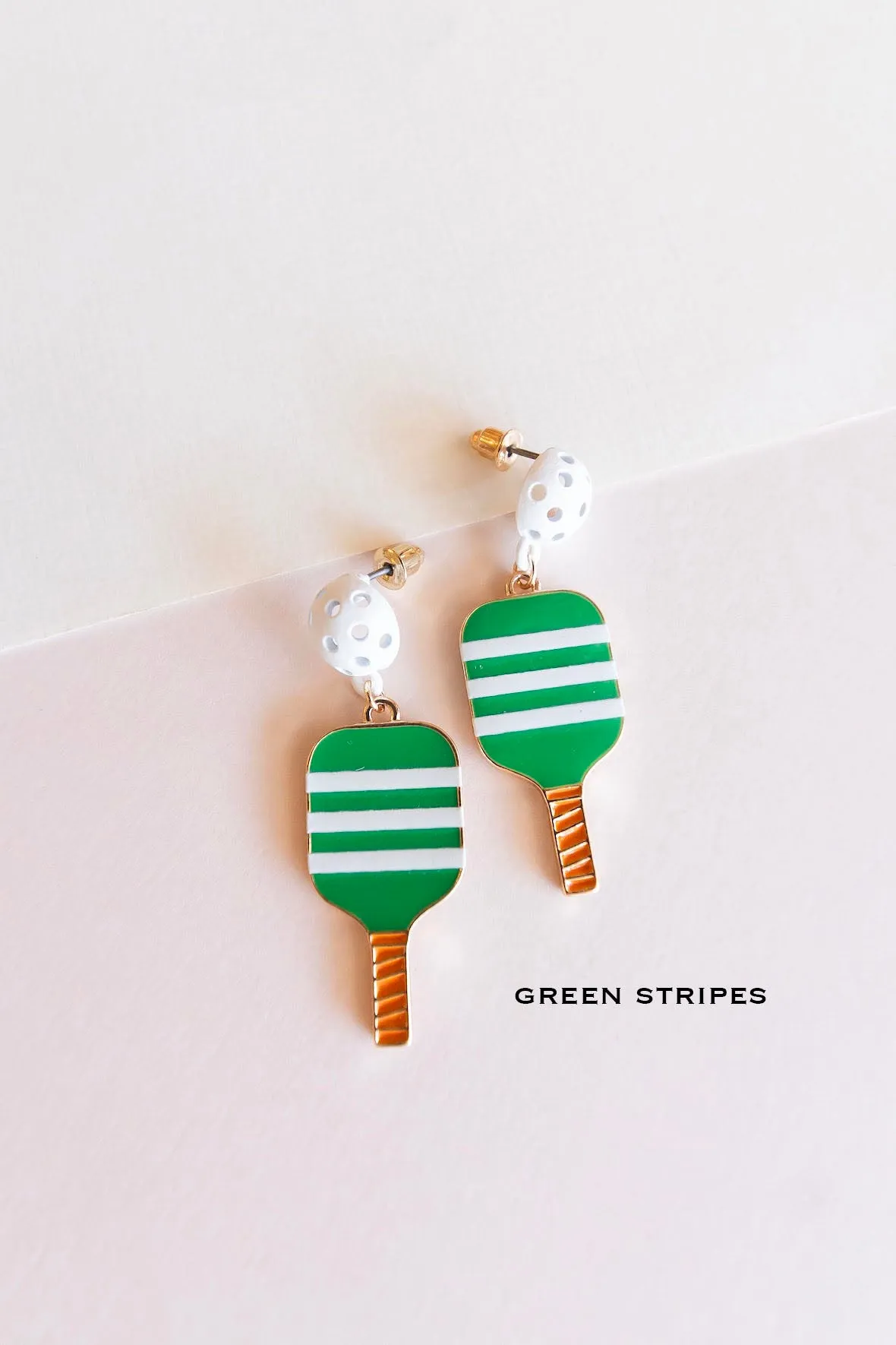 Pickleball Earrings | Paddle and Ball Earrings | Stripes