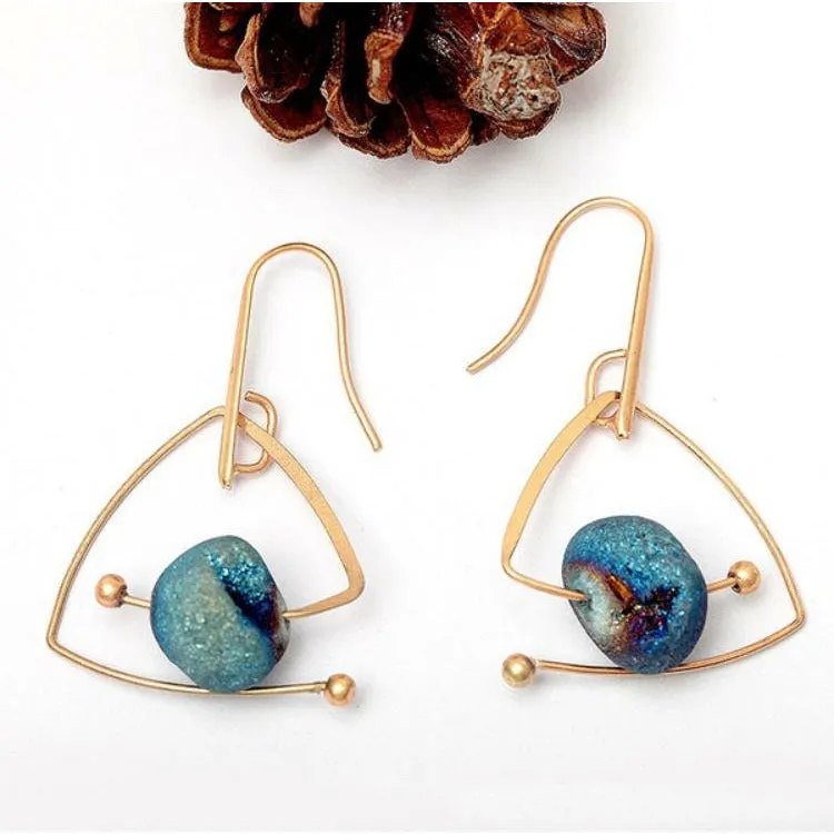 Quartz Druzy Stone - Drop Earrings