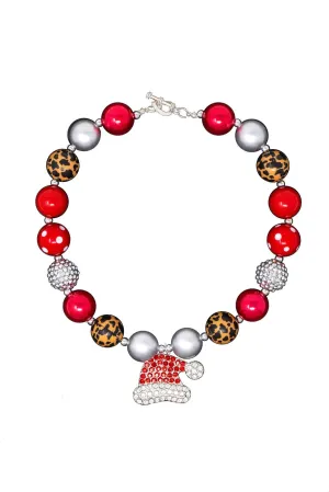 Red & Cheetah Santa Hat Bubblegum Necklace