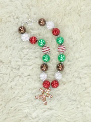 Red & Green Christmas Gingerbread Bubblegum Necklace