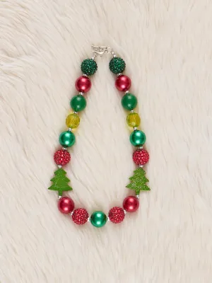 Red & Green Evergreen Charm Bubblegum Necklace