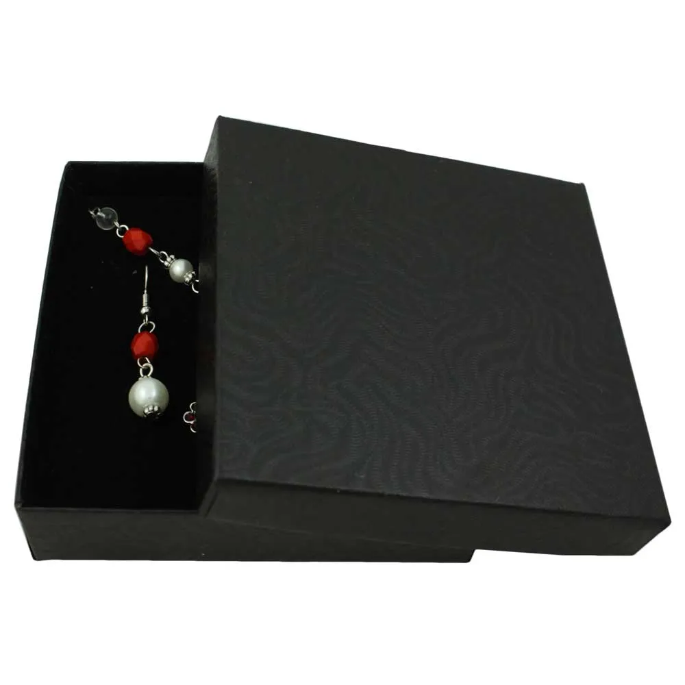 Red Crystal and Pearl Cross Necklace and Earring Set- PT723RD