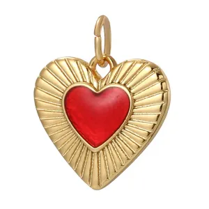 Red Heart Gold Burst Charm For Charm Necklace & Bracelet