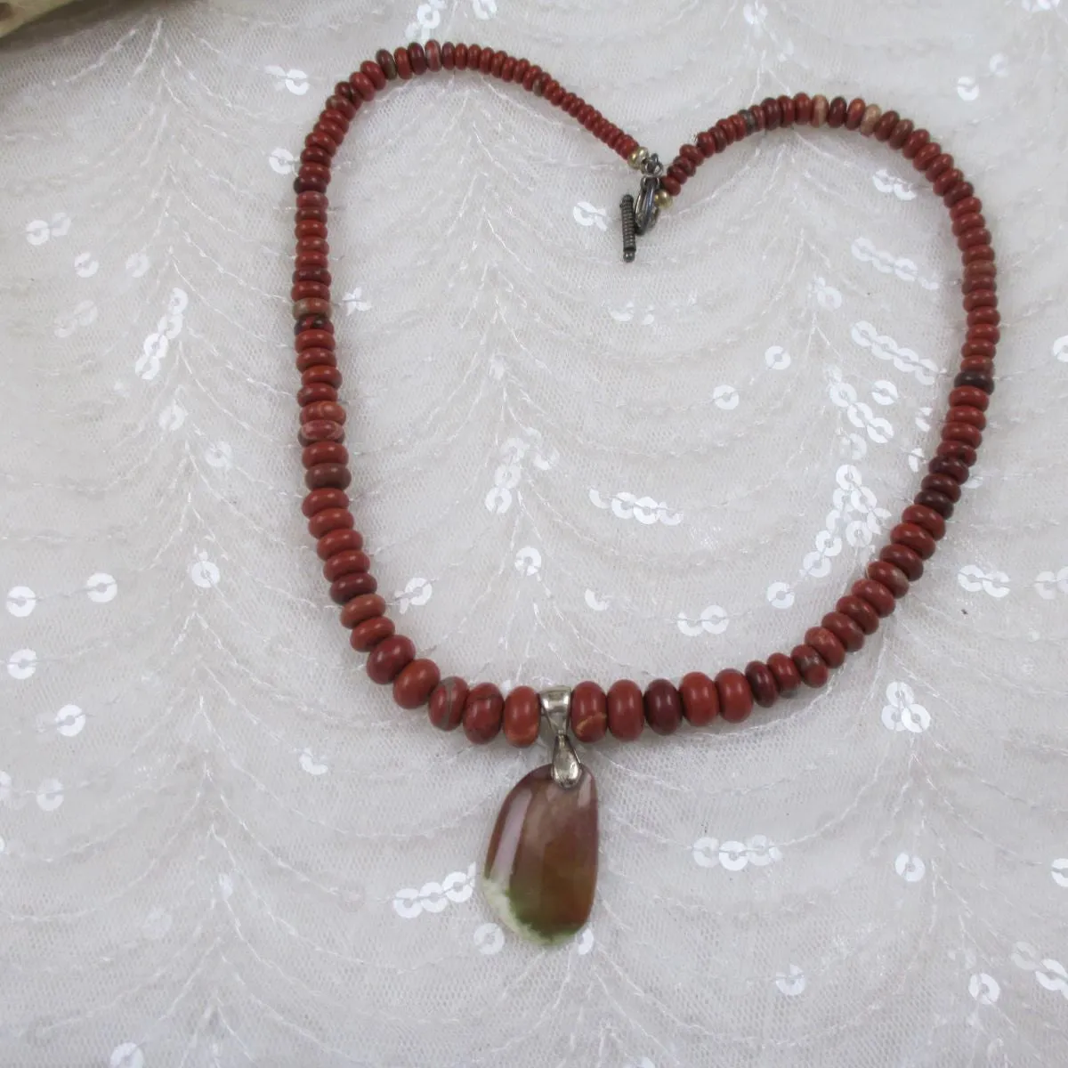 Red Jasper Gemstone Necklace with Pendant