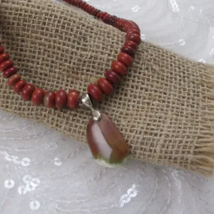 Red Jasper Gemstone Necklace with Pendant