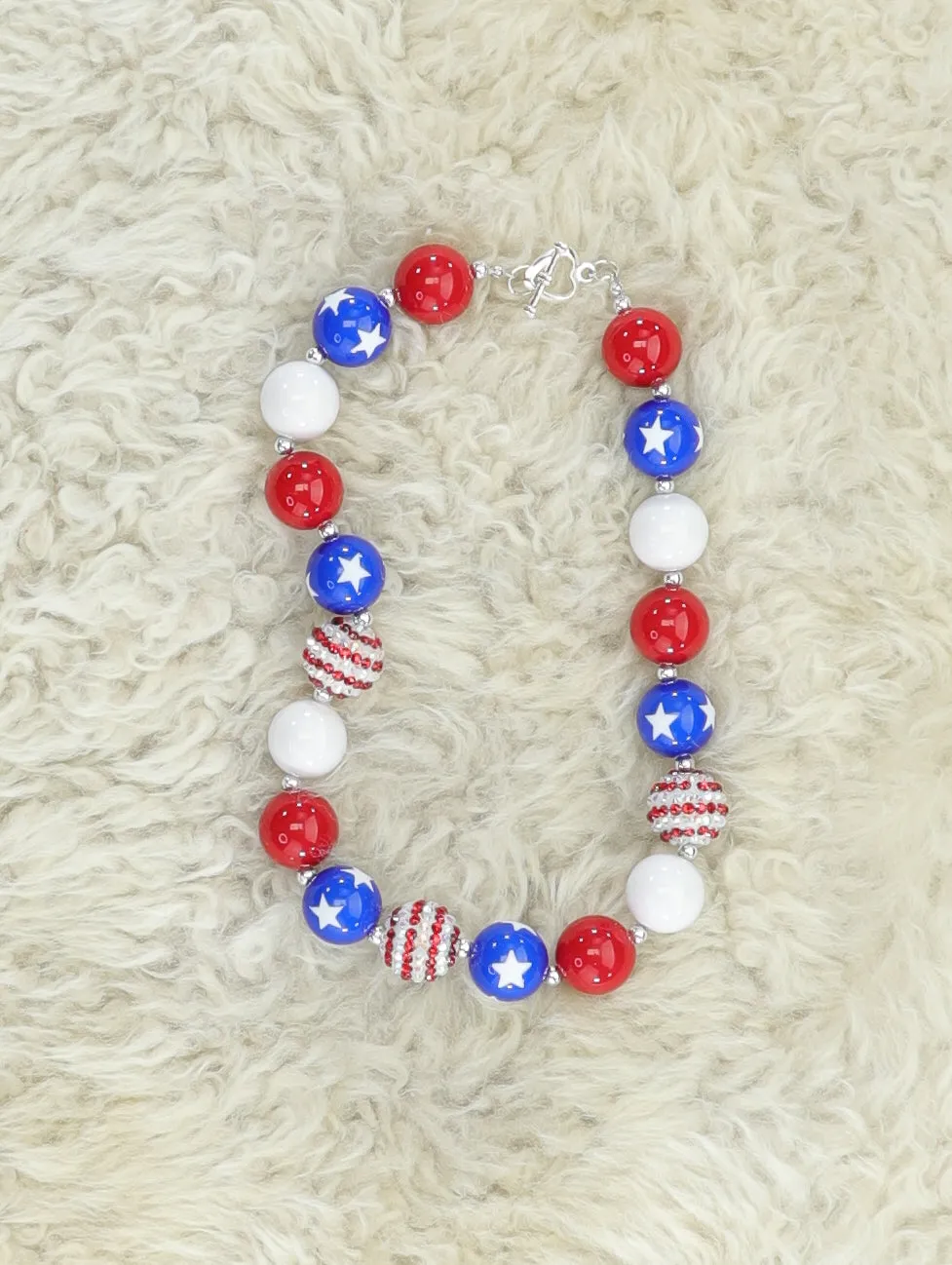 Red, White, & Blue Star Bubblegum Necklace