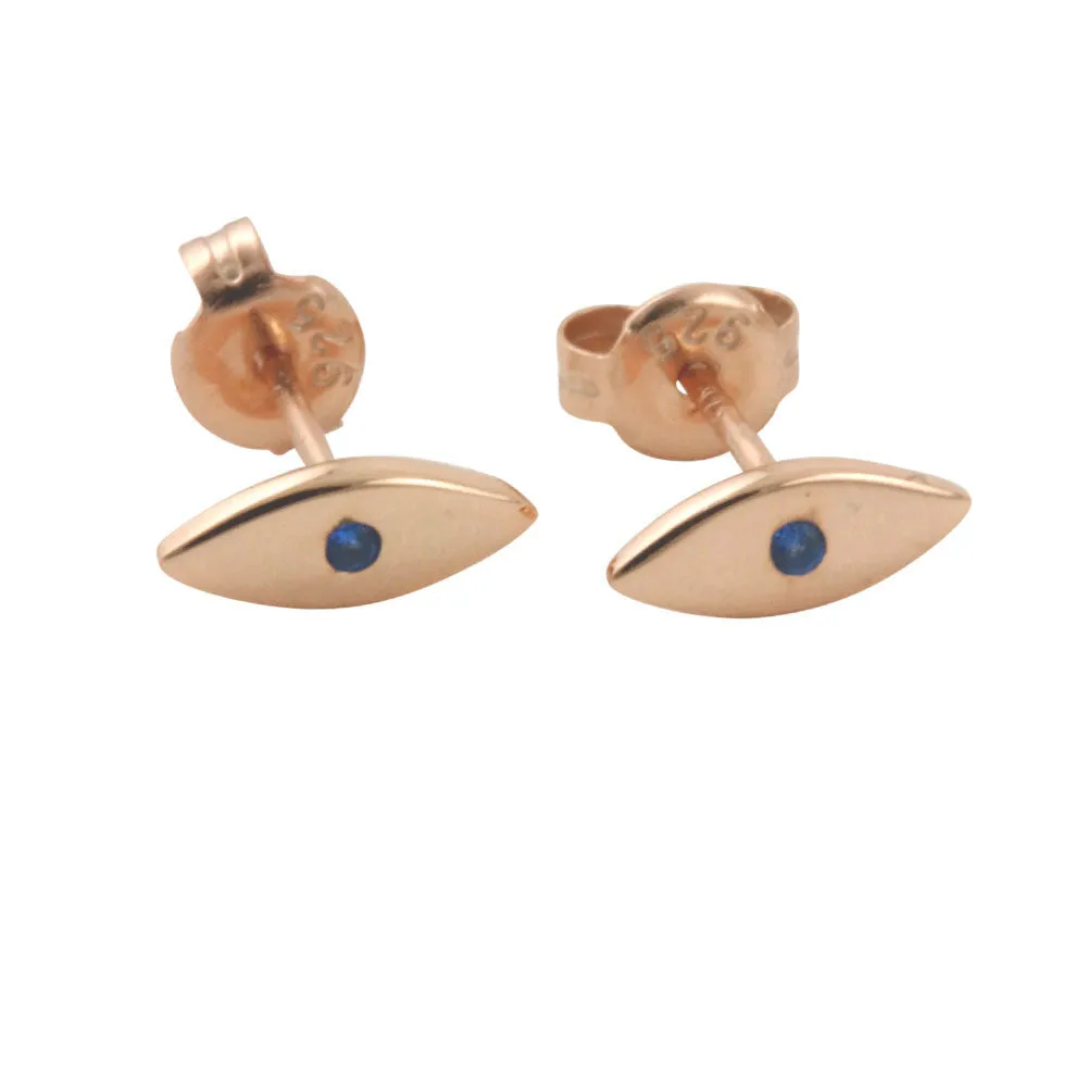 Rosy Mini Blue Eye Stud Earrings