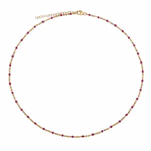 Ruby Red Enamel Bead Necklace