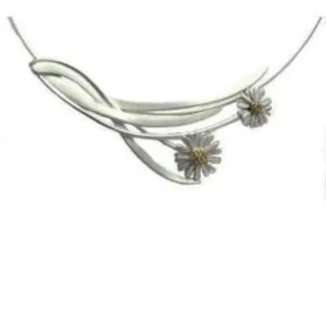 Silver daisy neckwire necklace