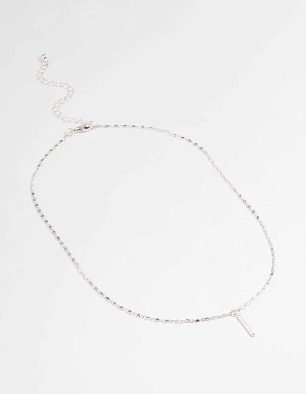 Silver Flat Chain Stick Necklace