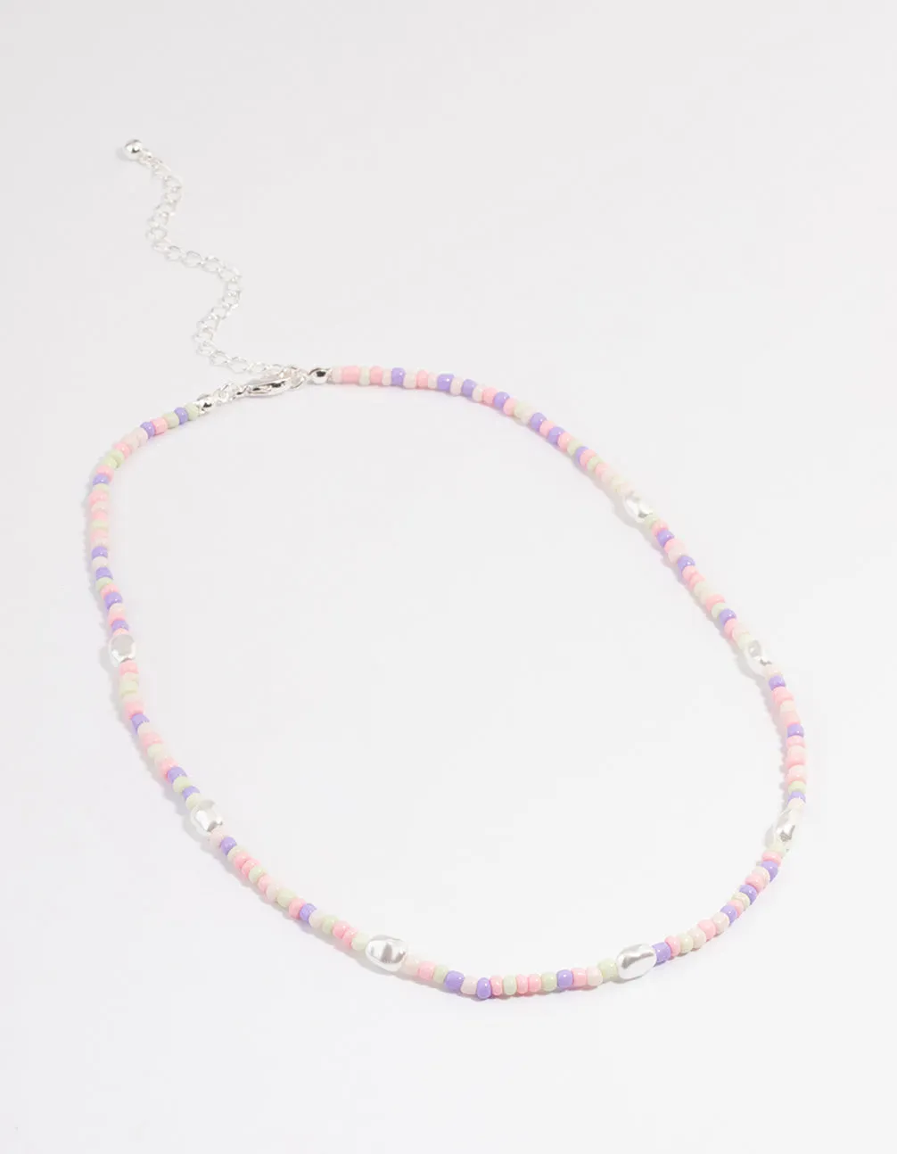 Silver Multi-Coloured Beaded Necklace