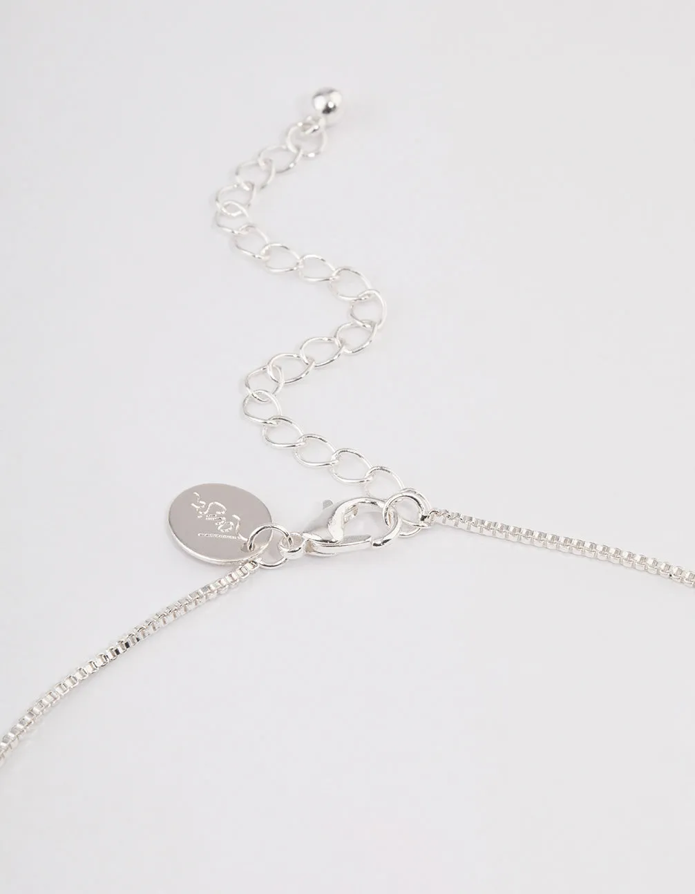 Silver Single Cubic Zirconia Box Chain Necklace