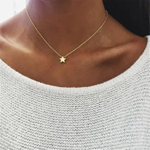 Simple Design Pentagon Star Pendant Necklace For Women Girls Luxury Statement Necklace Lucky Chokers Jewelry Gifts Party