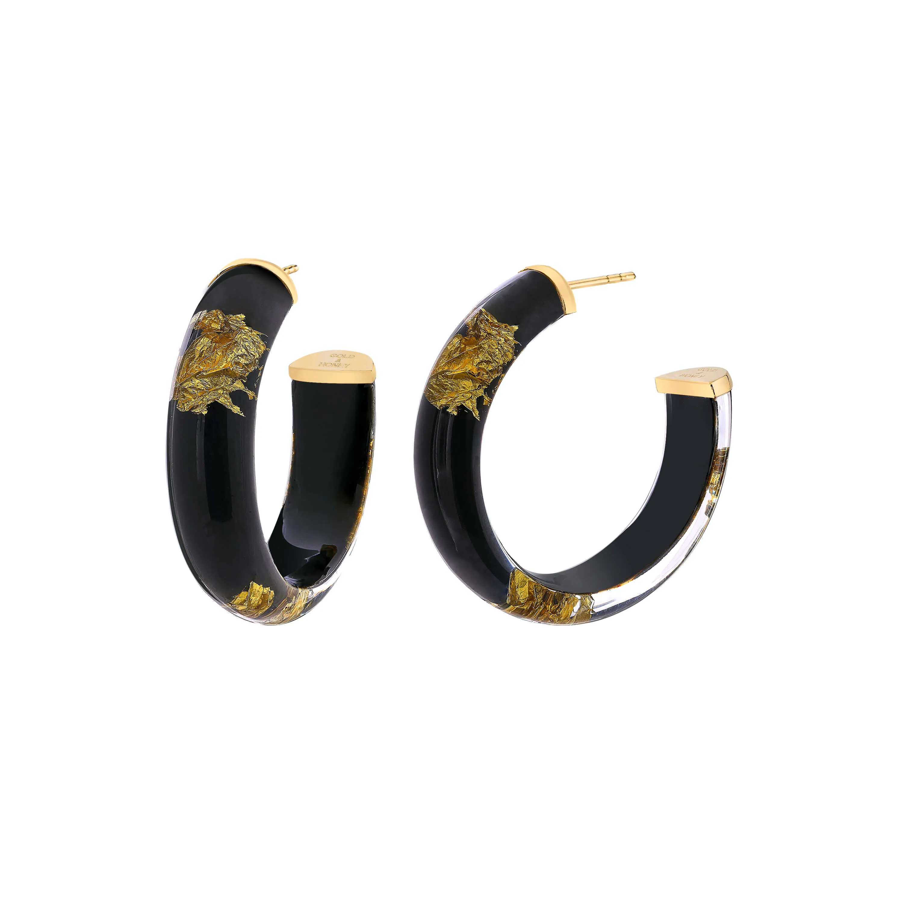 Small Gold Leaf Lucite Hoop Earrings