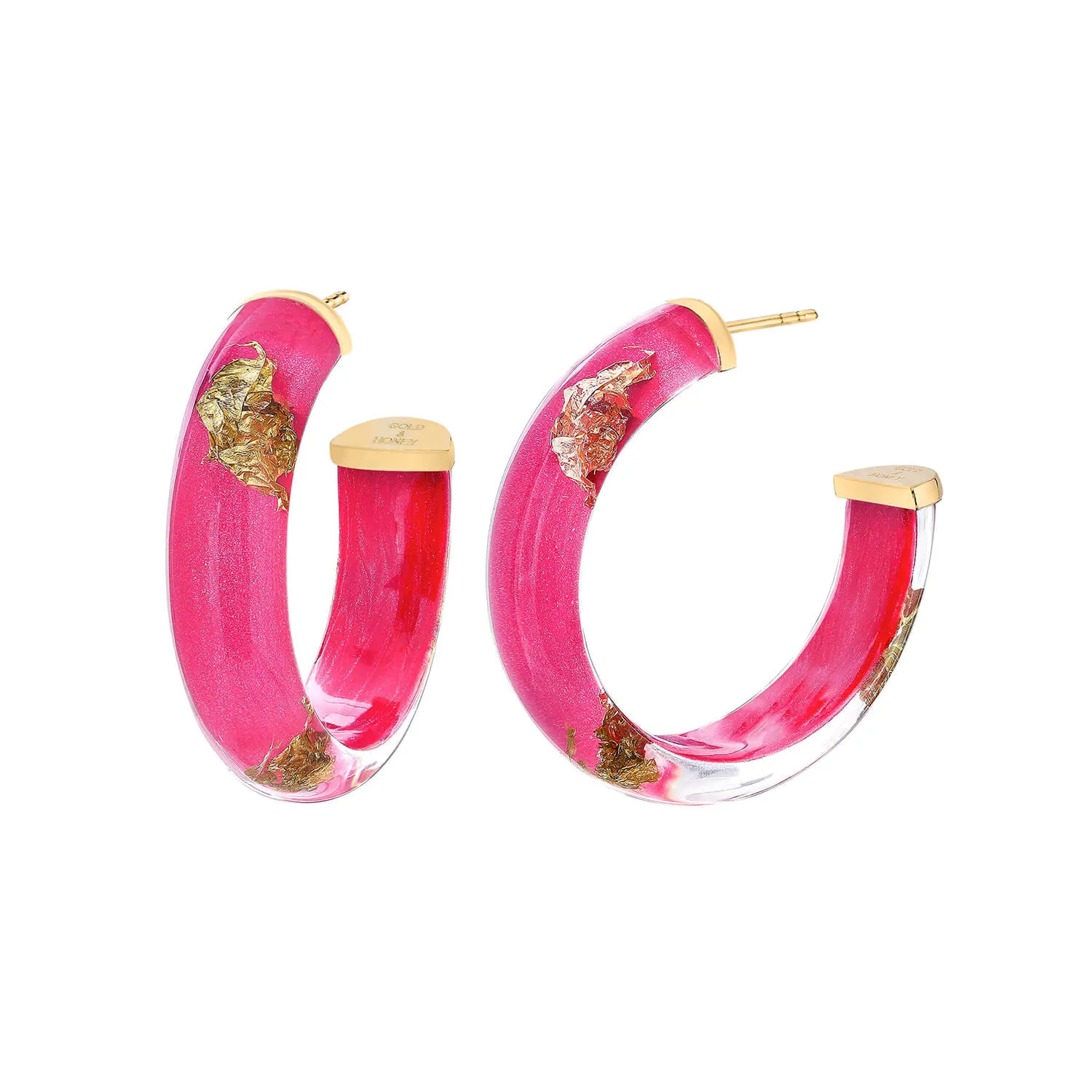 Small Gold Leaf Lucite Hoop Earrings