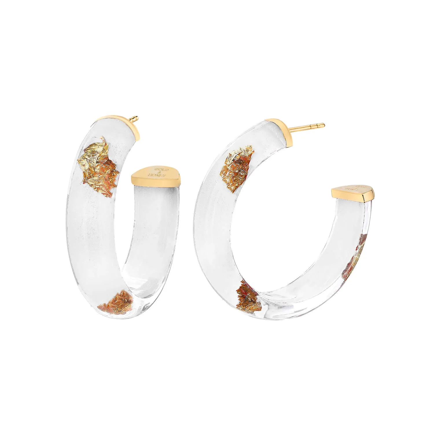 Small Gold Leaf Lucite Hoop Earrings