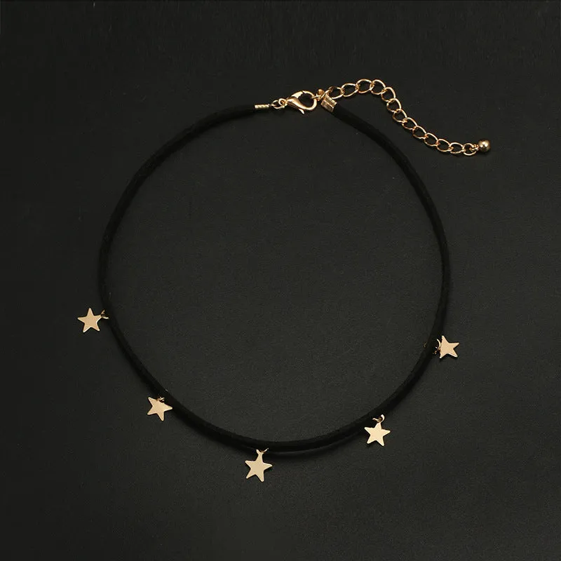 Star Pendant Necklaces Collar Black Velvet Charm Chokers