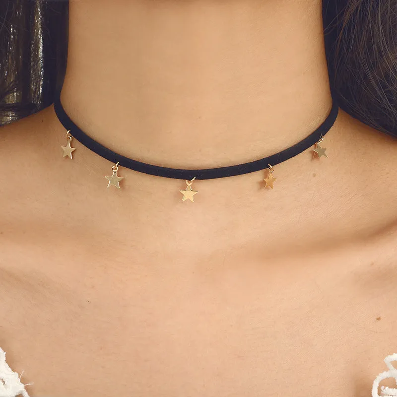 Star Pendant Necklaces Collar Black Velvet Charm Chokers