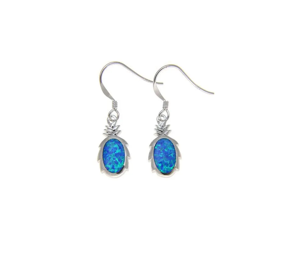 Sterling Silver Alamea Blue Opal Pineapple Dangle Earrings