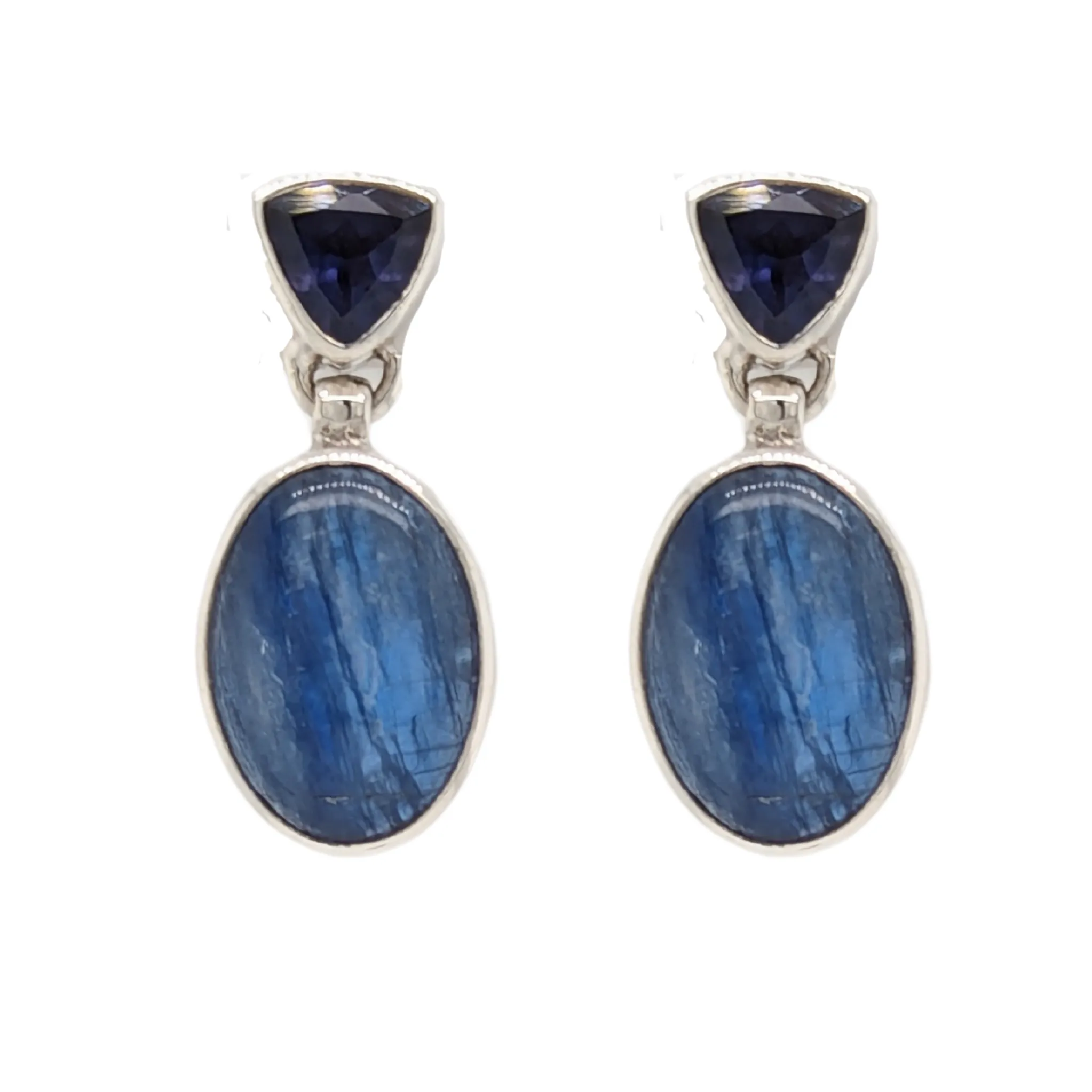 Sterling Silver Blue Kyanite and Iolite Earrings