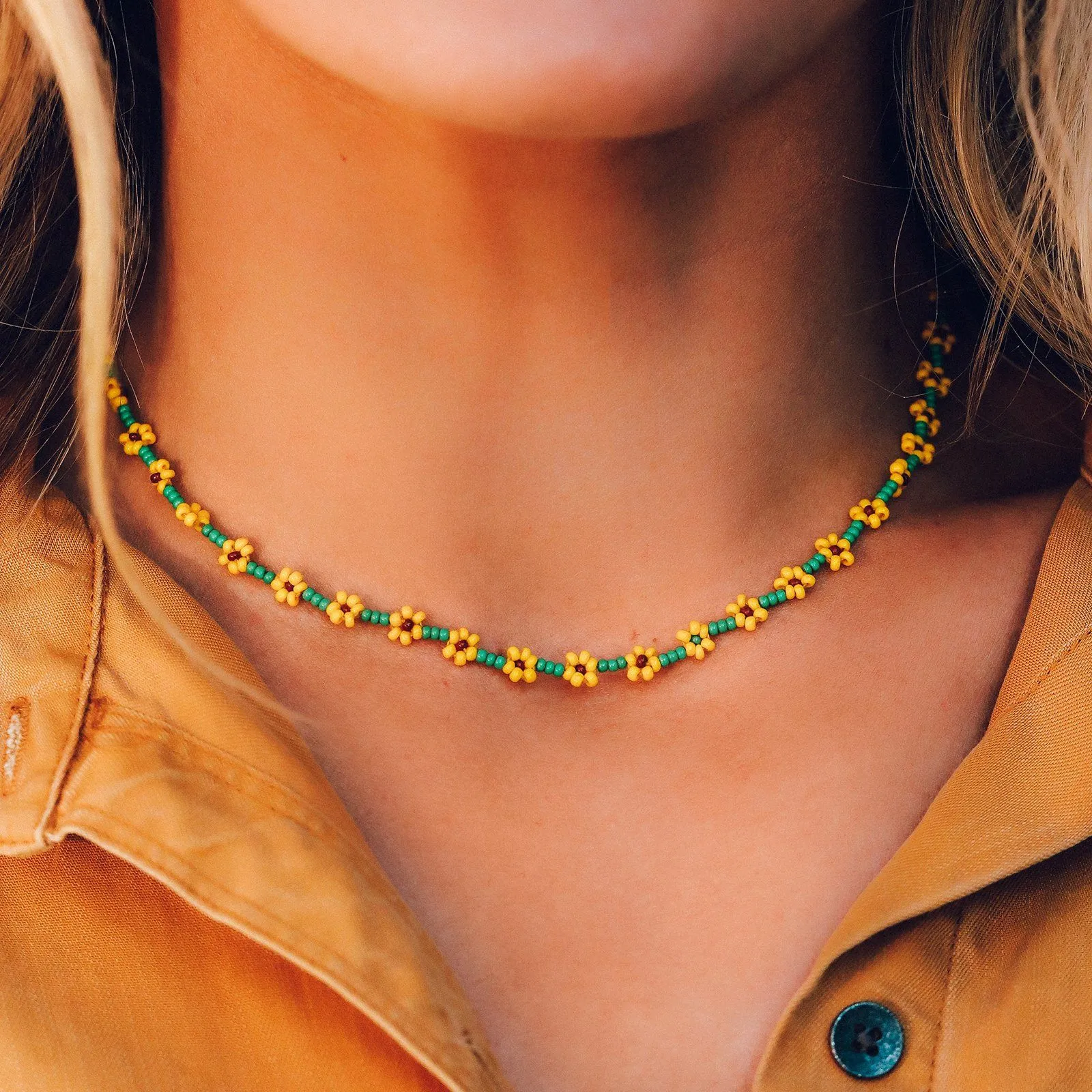 Sunflower Seed Bead Choker