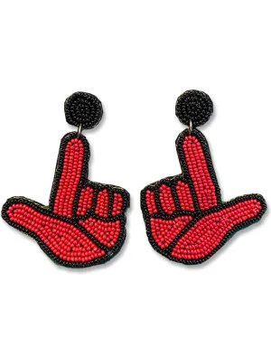 Texas Tech Dark Horse "Guns Up" Beaded Earrings