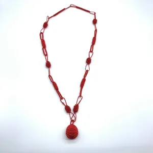 Thread W/Metal Necklace -Red Rama