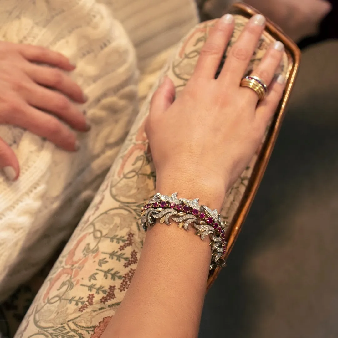 Tiffany & Co. Burmese Ruby and Diamond Leaf Bracelet