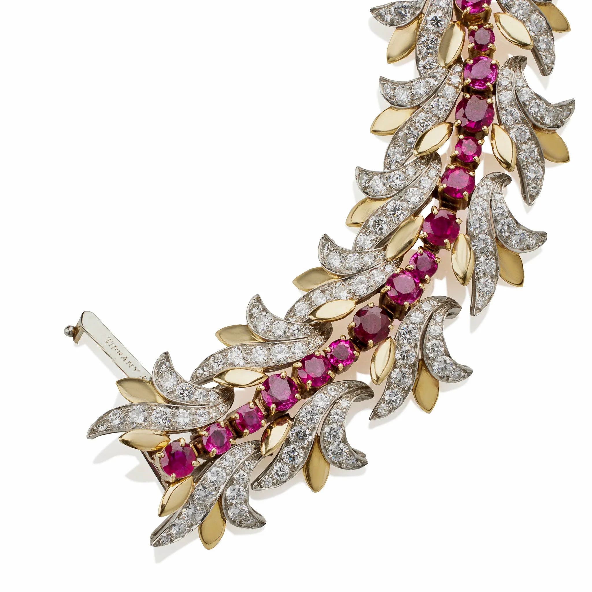 Tiffany & Co. Burmese Ruby and Diamond Leaf Bracelet