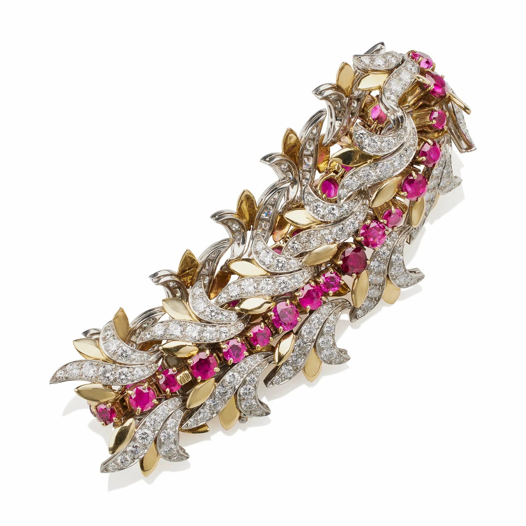 Tiffany & Co. Burmese Ruby and Diamond Leaf Bracelet