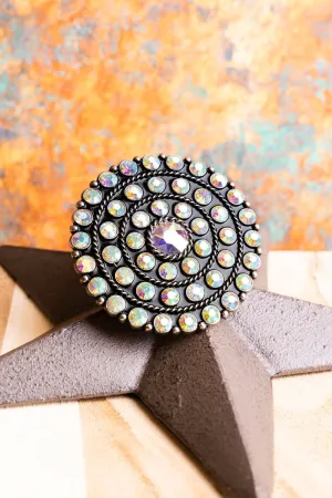 TIPI Bold and Brilliant Iridescent Crystal Large Disk Cuff Ring