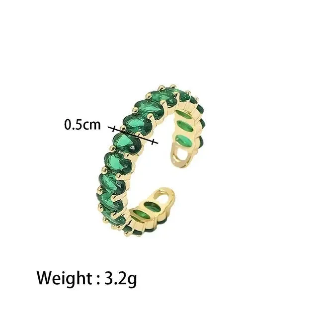 VAIGE Radiant Green and Pink Zirconia Open Gold Ring