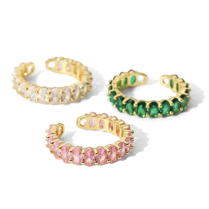 VAIGE Radiant Green and Pink Zirconia Open Gold Ring