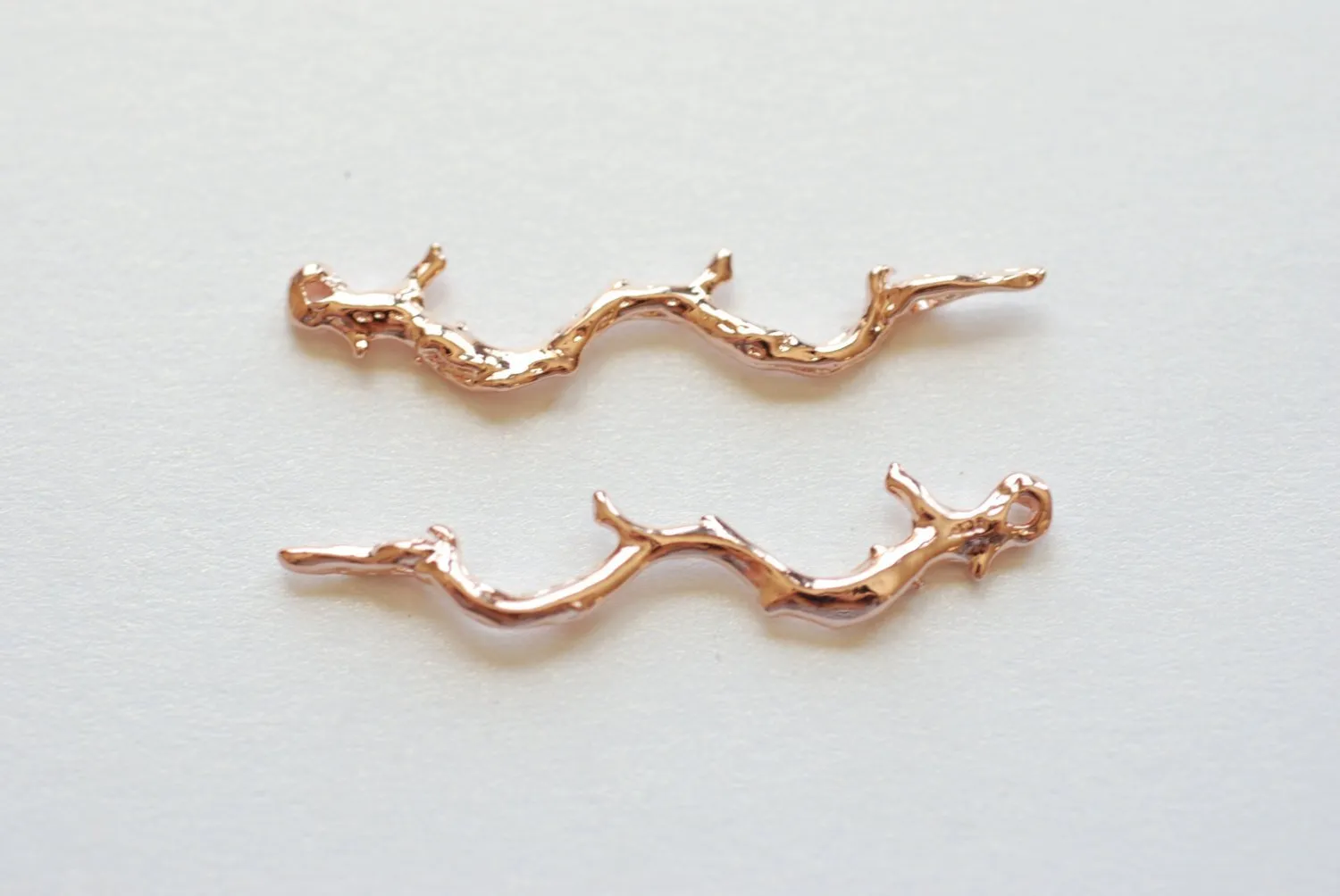 Vermeil Rose Wholesale Gold Twig Branch Connector Pendant- 18k gold over 925 sterling silver branch charm connector, tree branch link spacer