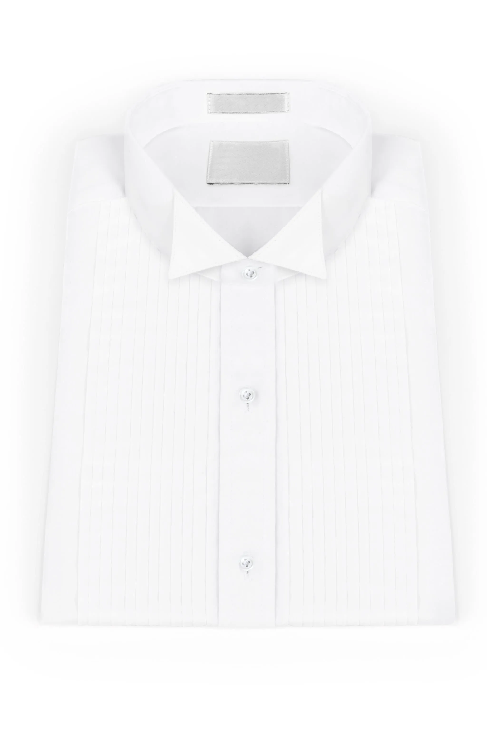 White Pleated Wing Collar Tuxedo Shirt