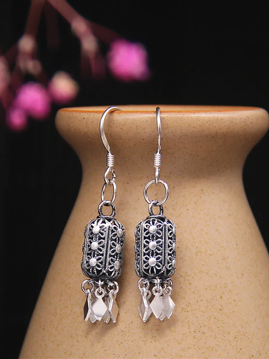 Women Vintage S925Silver Lantern Tassel Earrings AT1093